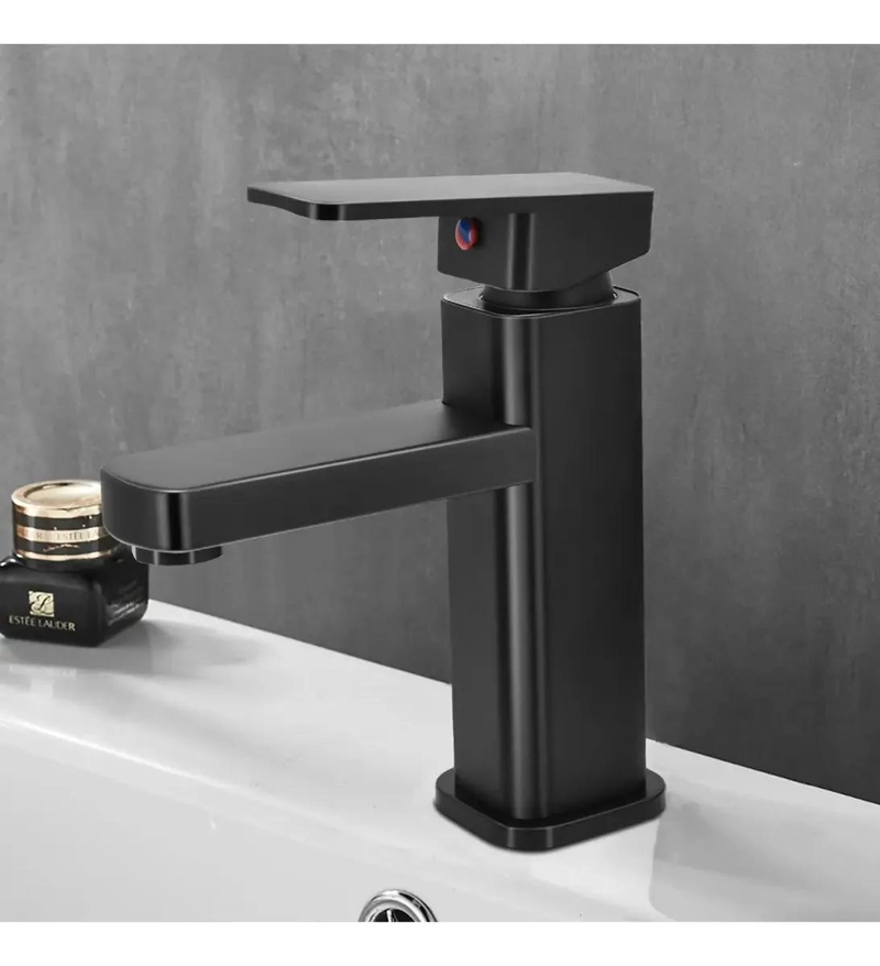 LLAVE MONOMANDO PARA LAVAMANOS NEGRA ACERO INOXIDABLE - 4