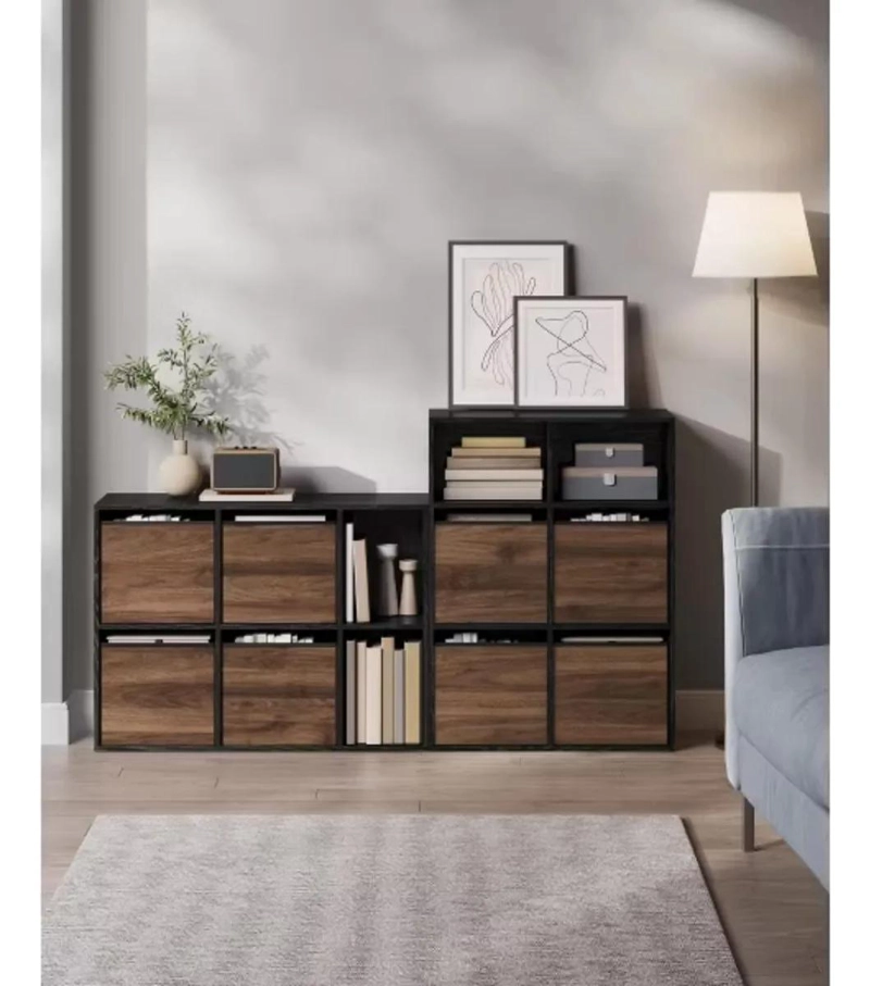 MUEBLE ORGANIZADOR NEGRO CON 4 CANASTOS DE TELA - 3