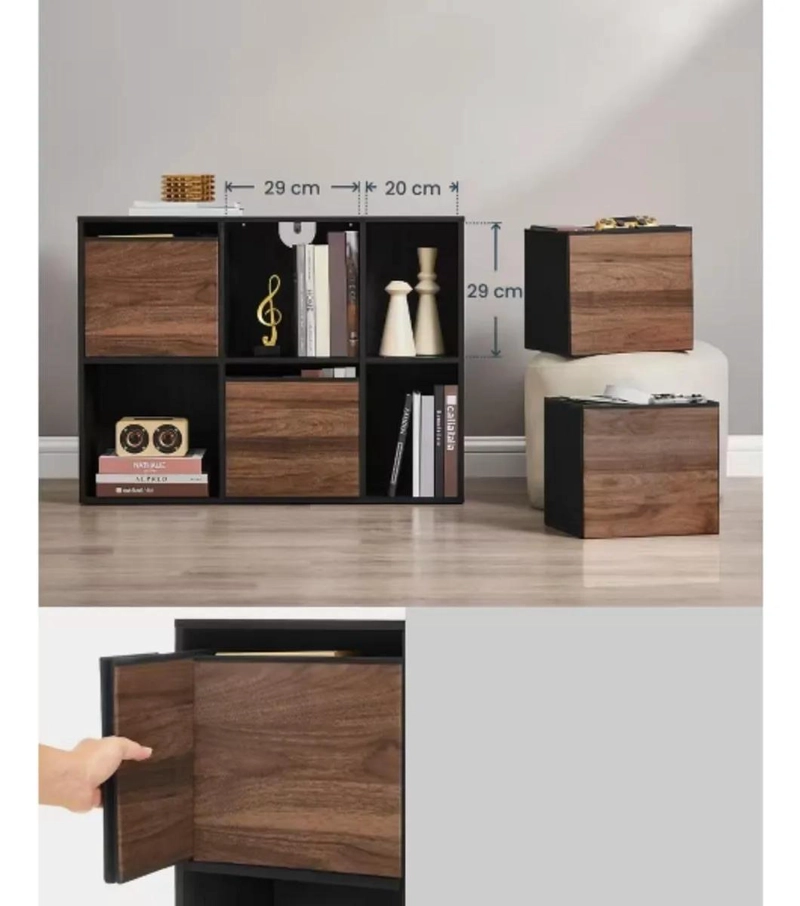 MUEBLE ORGANIZADOR NEGRO CON 4 CANASTOS DE TELA - 5