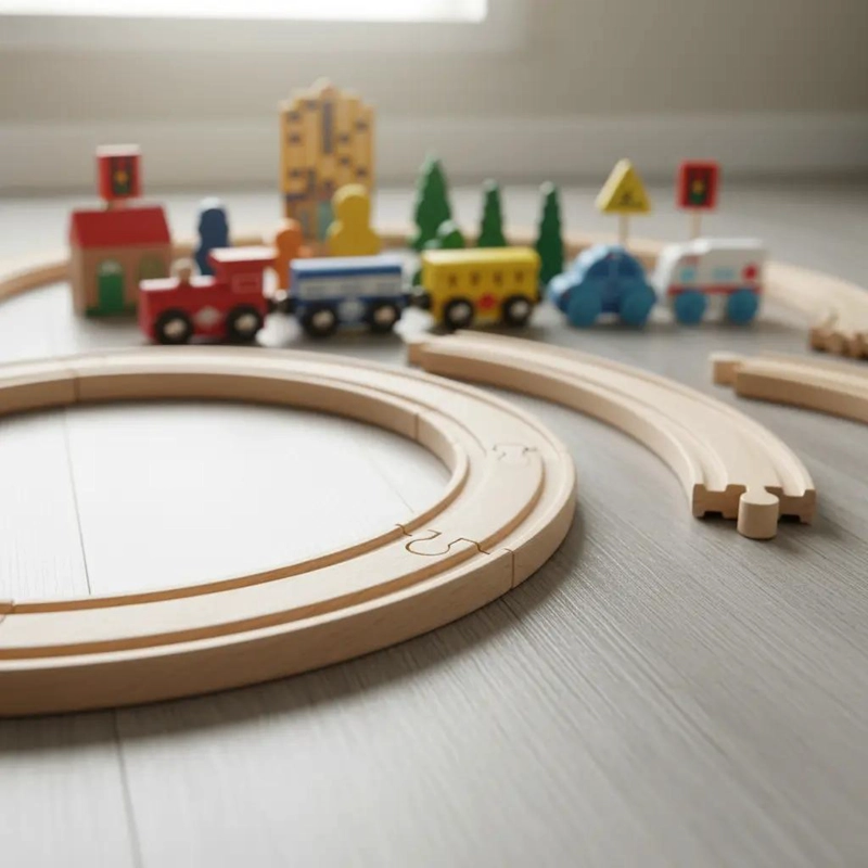 JUEGO DIDACTICO PISTA DE AUTOS Y TREN DE MADERA - 3