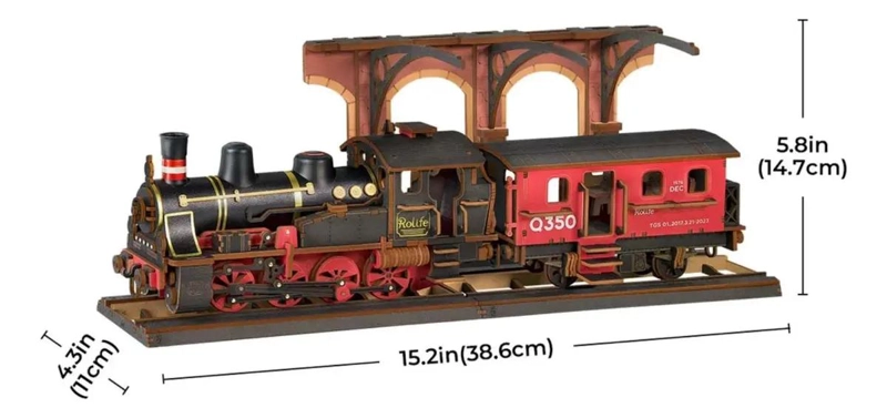 PUZZLE 3D DE MADERA LOCOMOTORA A VAPOR 405 PIEZAS - 1