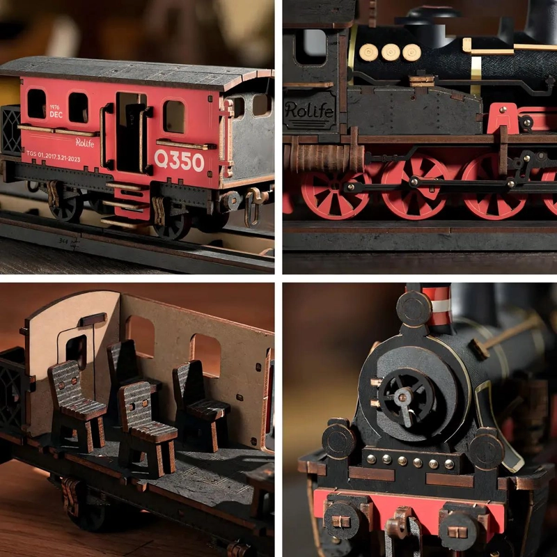 PUZZLE 3D DE MADERA LOCOMOTORA A VAPOR 405 PIEZAS - 4