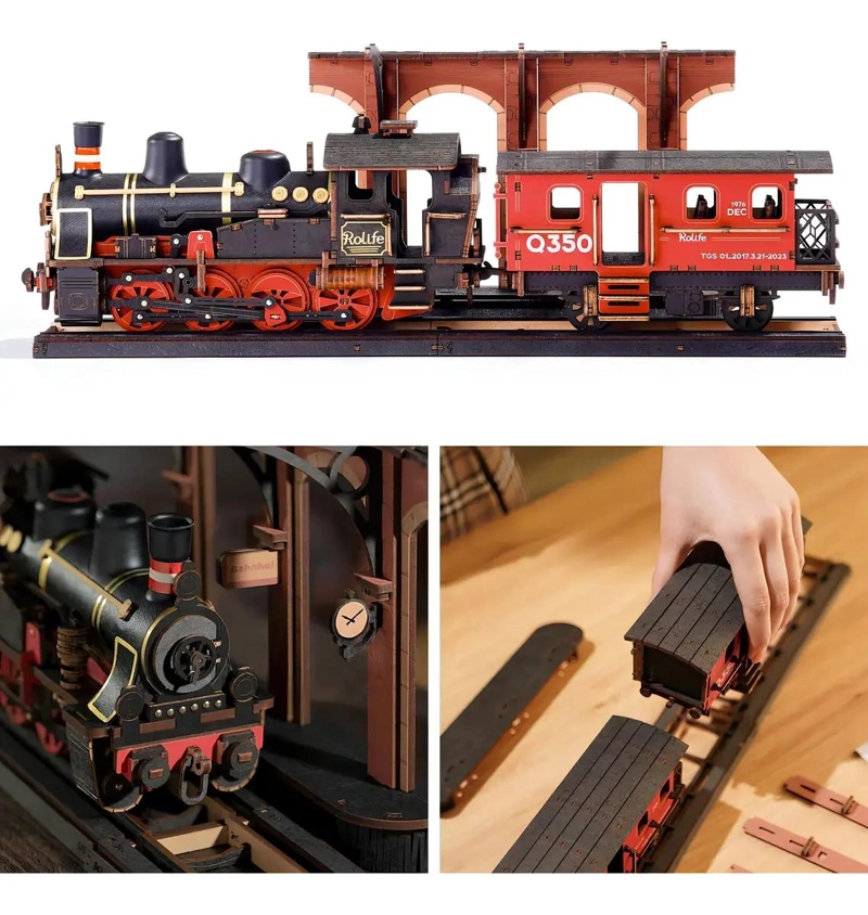 PUZZLE 3D DE MADERA LOCOMOTORA A VAPOR 405 PIEZAS - 5
