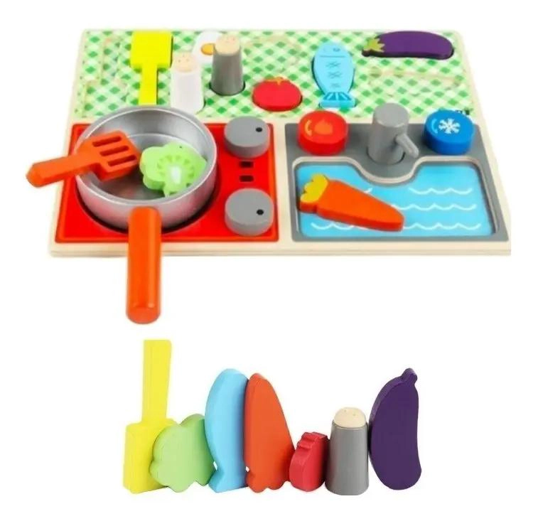 JUEGO DIDACTICO COCINA DE MADERA CON VELCRO - 3