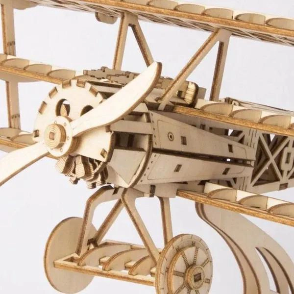 ROMPECABEZAS 3D MAQUETA DE MADERA AVION BIPLANO - 1