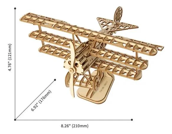 ROMPECABEZAS 3D MAQUETA DE MADERA AVION BIPLANO - 2