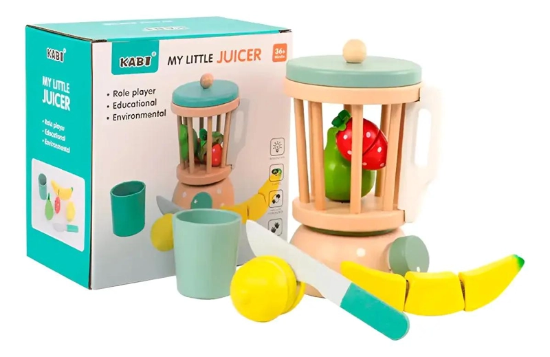 JUGUERA LICUADORA DE MADERA PARA JUEGO DE ROLES - 4