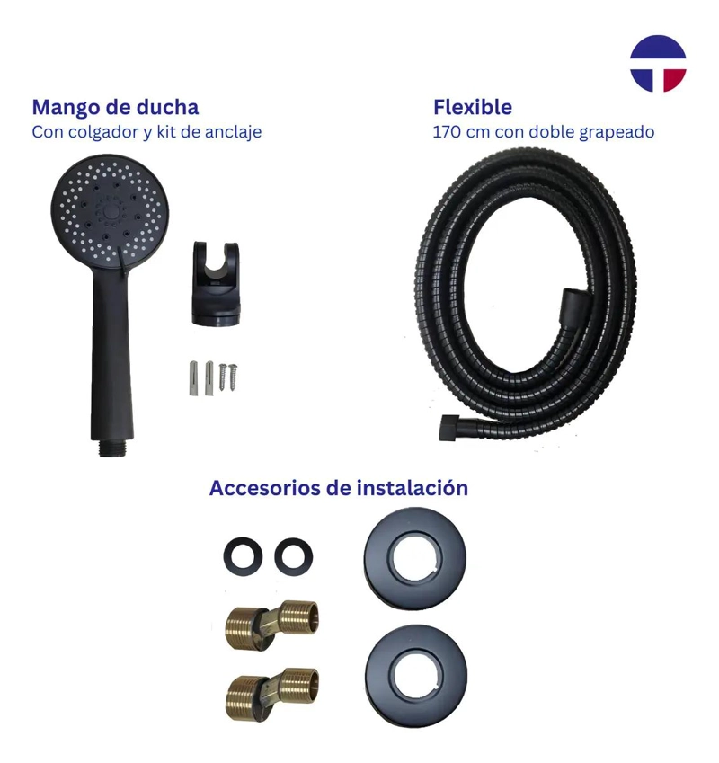 LLAVE MONOMANDO PARA TINA Y DUCHA ACABADO MATE NEGRO - 2