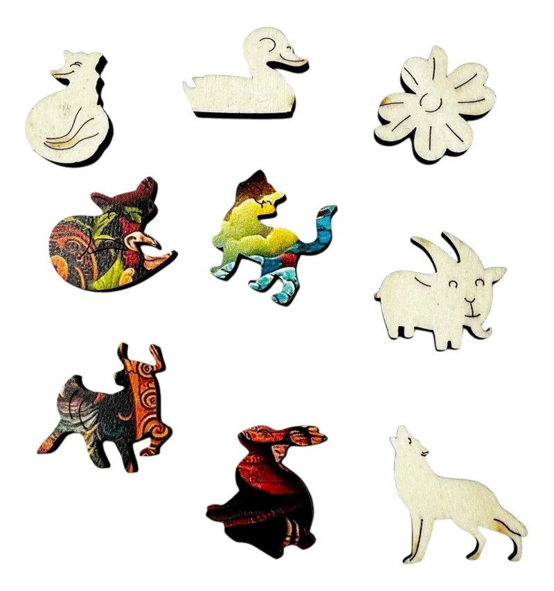 PUZZLE DE MADERA AVE YIN YANG CON FLORES Y SILUETA - 4