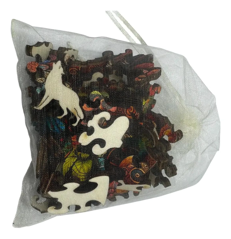 PUZZLE DE MADERA AVE YIN YANG CON FLORES Y SILUETA - 5