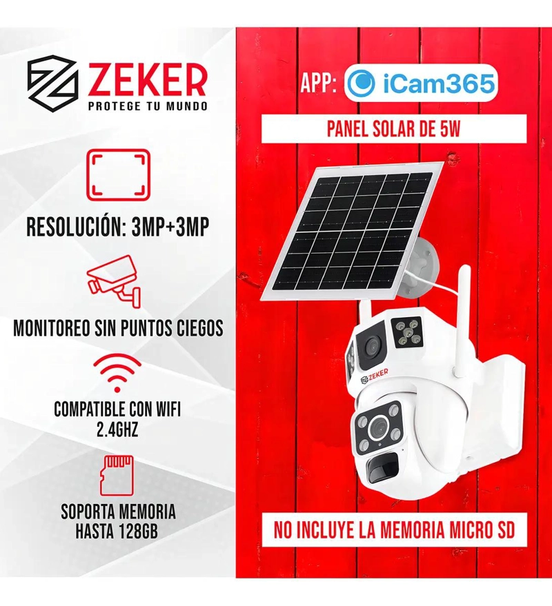 CAMARA DE SEGURIDAD SOLAR DUO 3MP IMPERMEABLE - 1