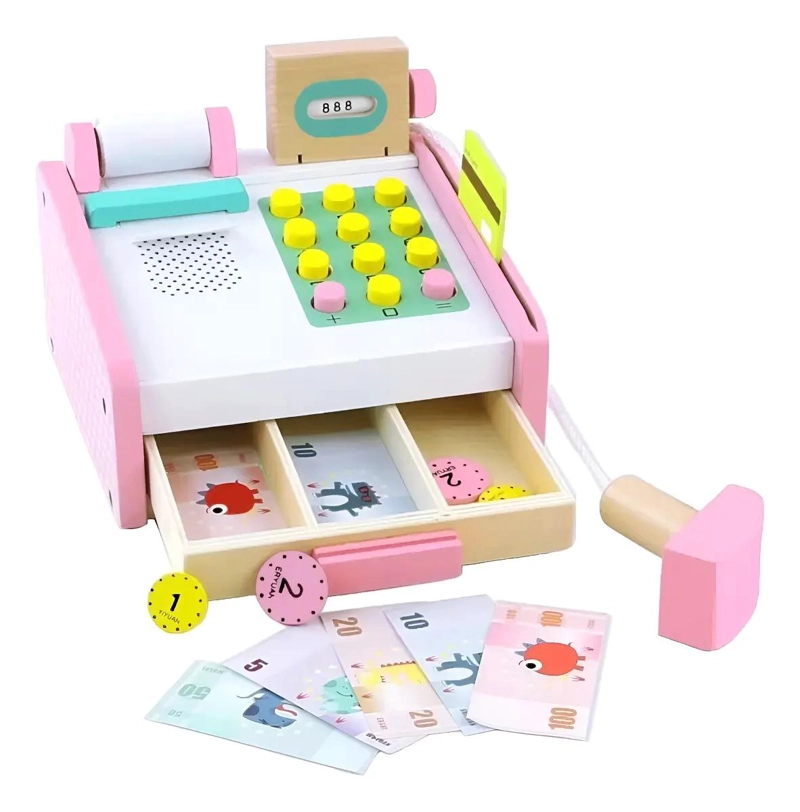 CAJA REGISTRADORA DE MADERA DIDACTICA PARA NIÑOS - 1