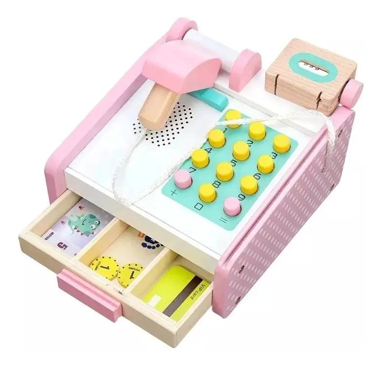 CAJA REGISTRADORA DE MADERA DIDACTICA PARA NIÑOS - 4