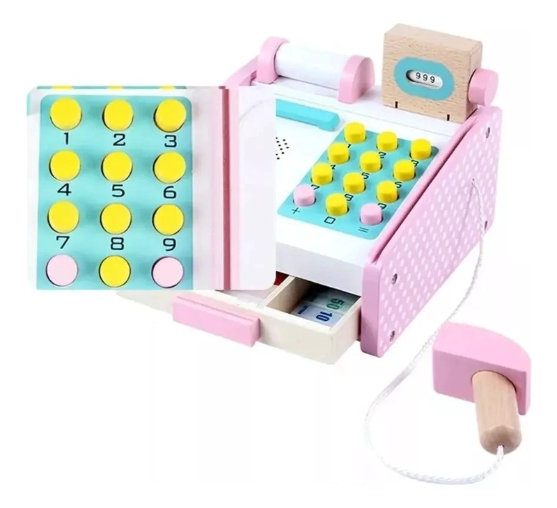 CAJA REGISTRADORA DE MADERA DIDACTICA PARA NIÑOS - 5