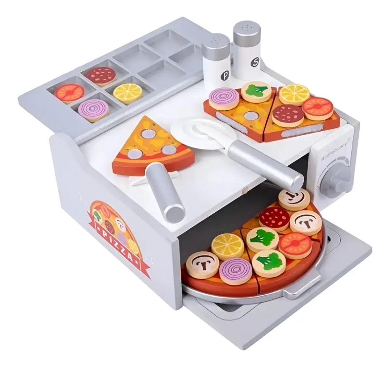 HORNO DE MADERA PARA PIZZA JUGUETE DIDACTICO - 1