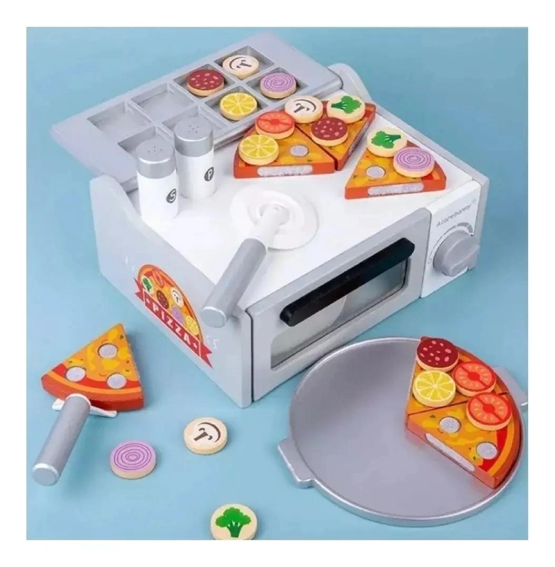 HORNO DE MADERA PARA PIZZA JUGUETE DIDACTICO - 2