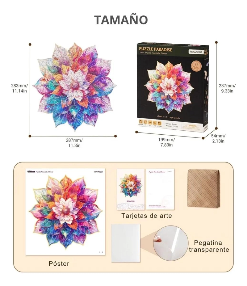 PUZZLE DE MADERA MANDALA MYSTIC FLOWER 200 PIEZAS - 3