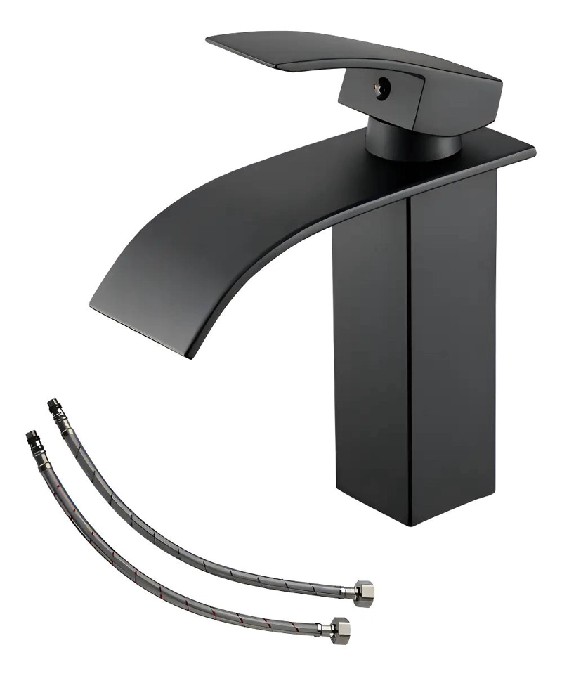 GRIFERIA MONOMANDO CASCADA PARA LAVABO NEGRO - 1
