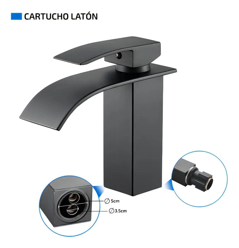 GRIFERIA MONOMANDO CASCADA PARA LAVABO NEGRO - 2
