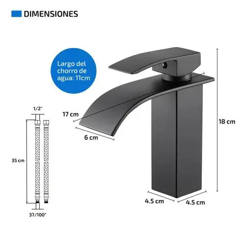 GRIFERIA MONOMANDO CASCADA PARA LAVABO NEGRO - 3