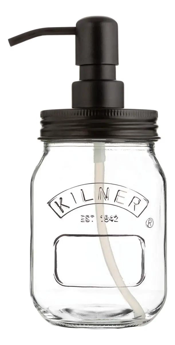 DISPENSADOR DE JABON DE VIDRIO 500ML TRANSPARENTE - 1