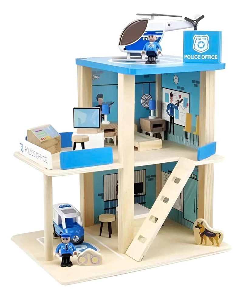 ESTACION DE POLICIA DIDACTICA DE MADERA INTERACTIVA - 1