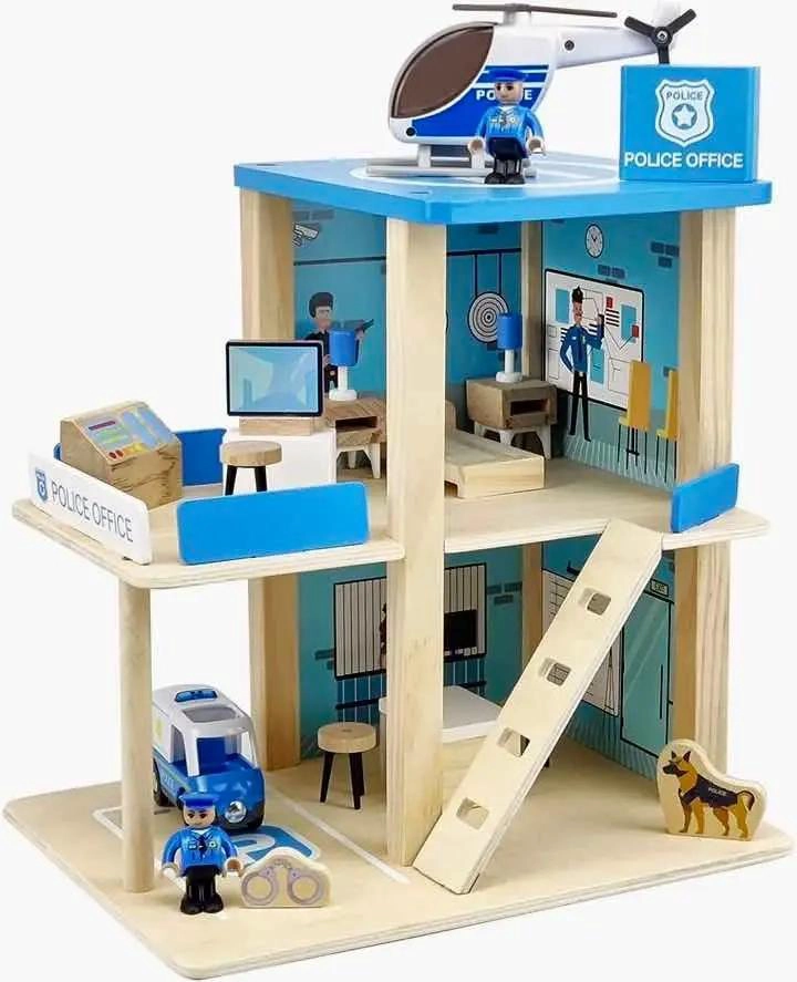 ESTACION DE POLICIA DIDACTICA DE MADERA INTERACTIVA - 2