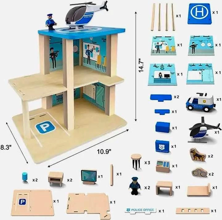ESTACION DE POLICIA DIDACTICA DE MADERA INTERACTIVA - 4