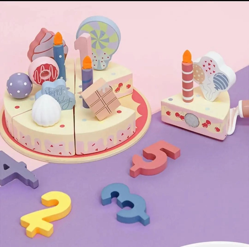 JUEGO DE TORTA DE CUMPLEAÑOS INFANTIL 24 PIEZAS MADERA - 5