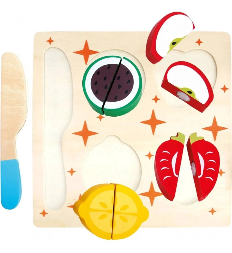 JUGUETE DIDACTICO DE MADERA PARA CORTAR FRUTAS MONTESSORI - 3
