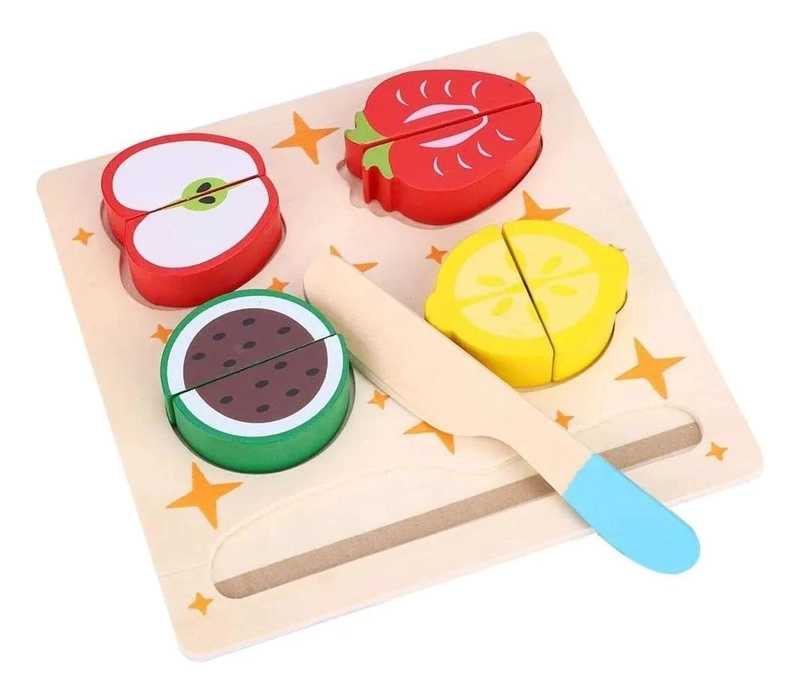 JUGUETE DIDACTICO DE MADERA PARA CORTAR FRUTAS MONTESSORI - 4