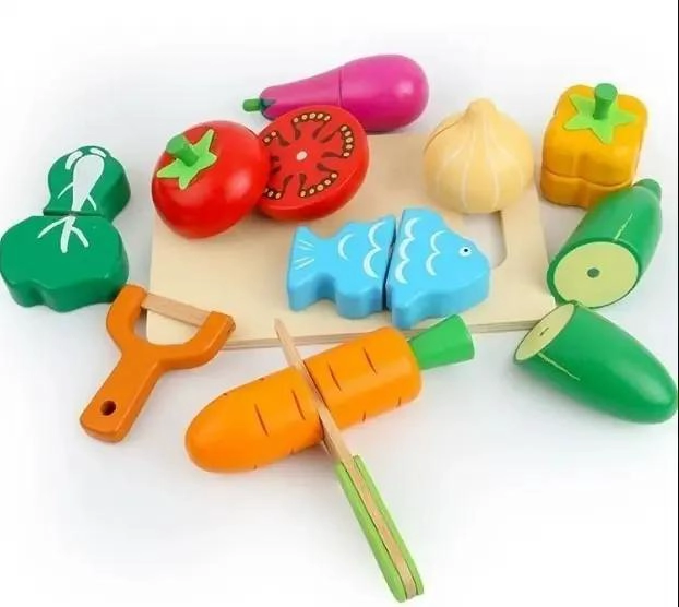 SET 17 PIEZAS CORTA FRUTAS Y VERDURAS CON MADERA E IMAN - 2