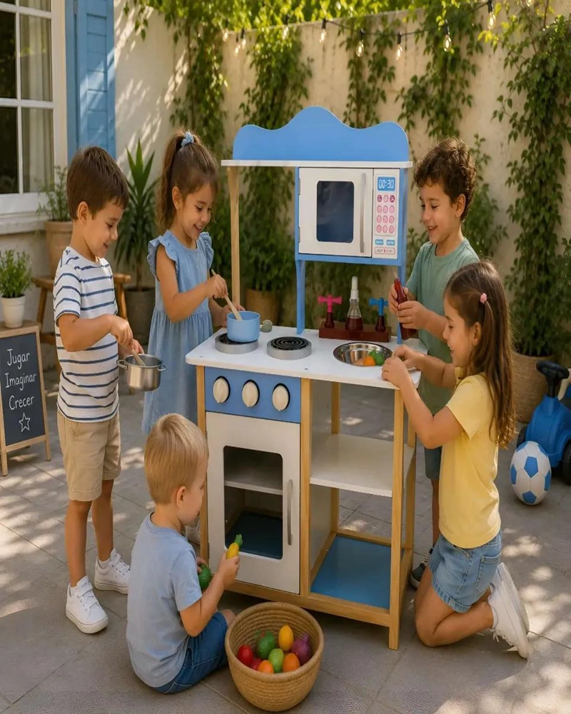 COCINA INFANTIL DE MADERA CON MICROONDAS Y HORNO - 2