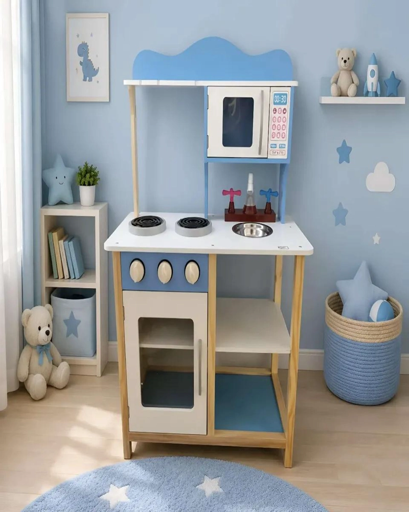COCINA INFANTIL DE MADERA CON MICROONDAS Y HORNO - 3
