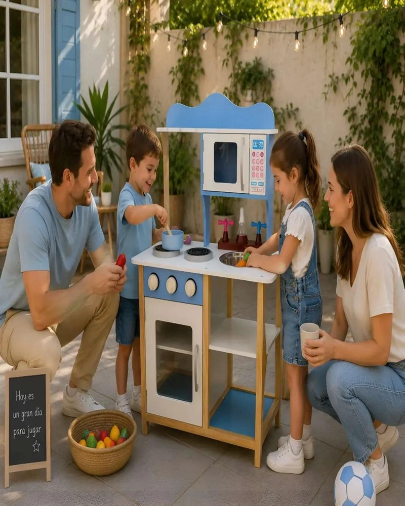 COCINA INFANTIL DE MADERA CON MICROONDAS Y HORNO - 5