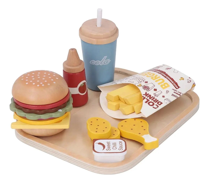 JUGUETE APILABLE DE MADERA CON FORMA DE HAMBURGUESA - 1