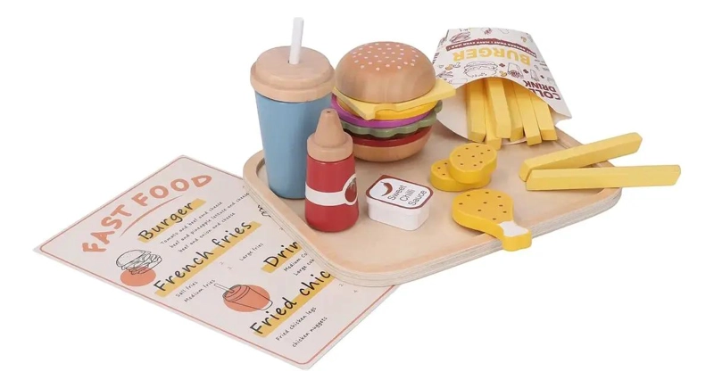 JUGUETE APILABLE DE MADERA CON FORMA DE HAMBURGUESA - 2