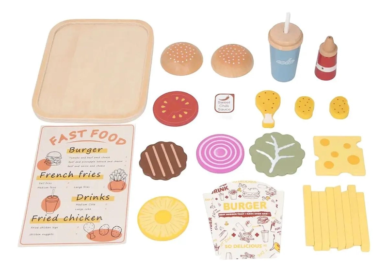 JUGUETE APILABLE DE MADERA CON FORMA DE HAMBURGUESA - 3