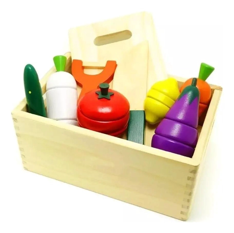JUEGO DIDACTICO DE MADERA PARA CORTAR VEGETALES Y FRUTAS - 1