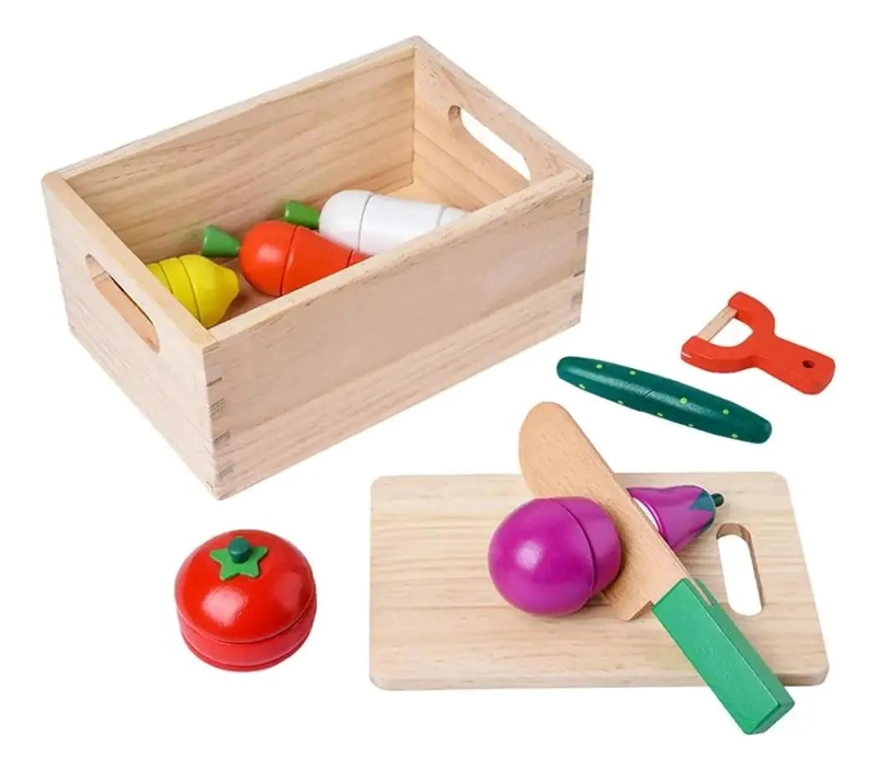 JUEGO DIDACTICO DE MADERA PARA CORTAR VEGETALES Y FRUTAS - 2