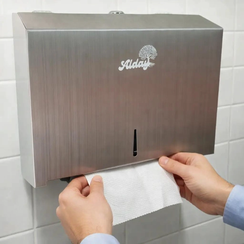 DISPENSADOR DE TOALLAS INTERFOLIADAS DE ACERO INOXIDABLE - 1