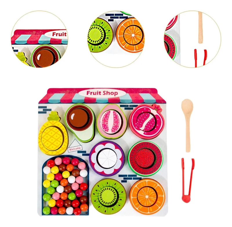 JUEGO DIDACTICO MONTESSORI DE FRUTAS EN MADERA - 3
