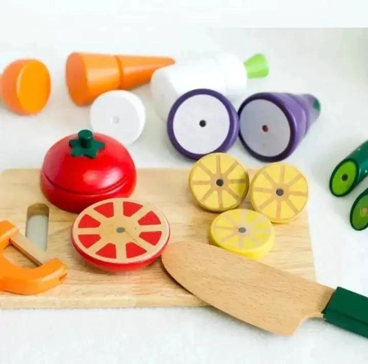 JUEGO DIDACTICO DE MADERA CORTA FRUTAS Y VEGETALES CON CI - 5
