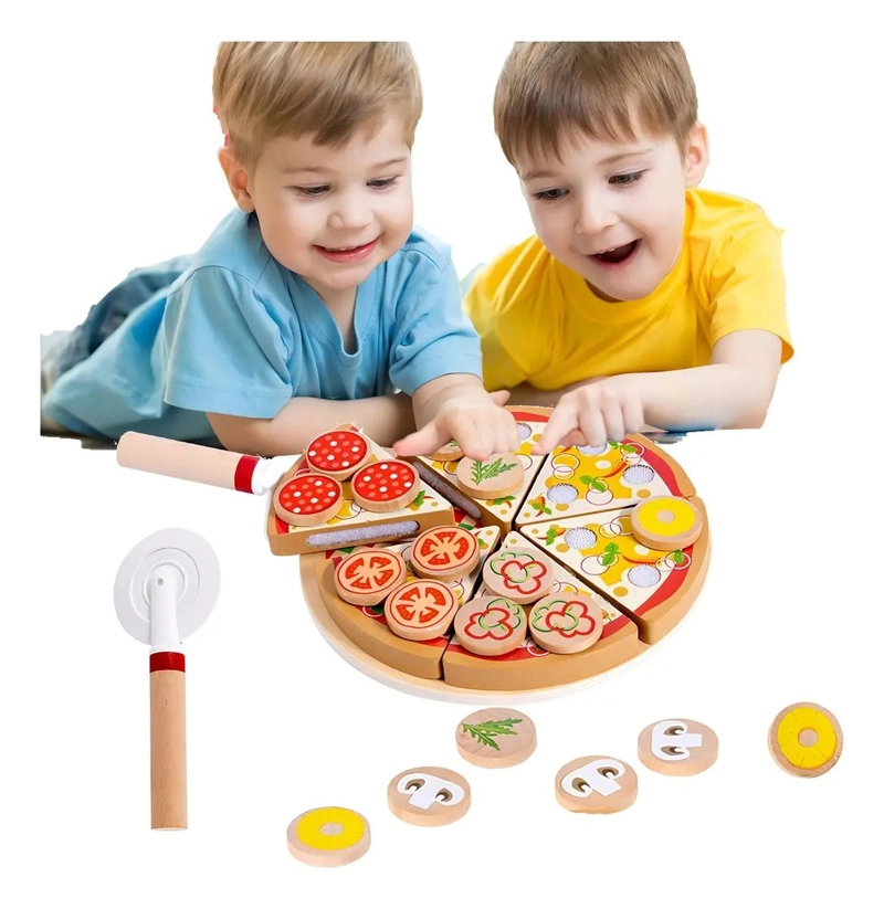 JUEGO DE CORTE DE PIZZA DE MADERA PARA NIÑOS - 4