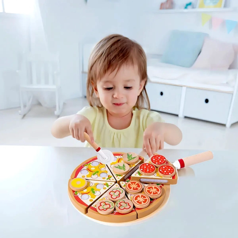 JUEGO DE CORTE DE PIZZA DE MADERA PARA NIÑOS - 5