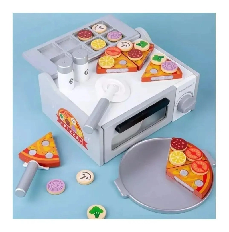 HORNO DE MADERA PARA PIZZA JUGUETE DIDACTICO - 1