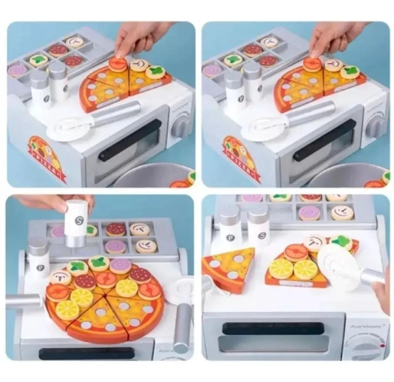 HORNO DE MADERA PARA PIZZA JUGUETE DIDACTICO - 3