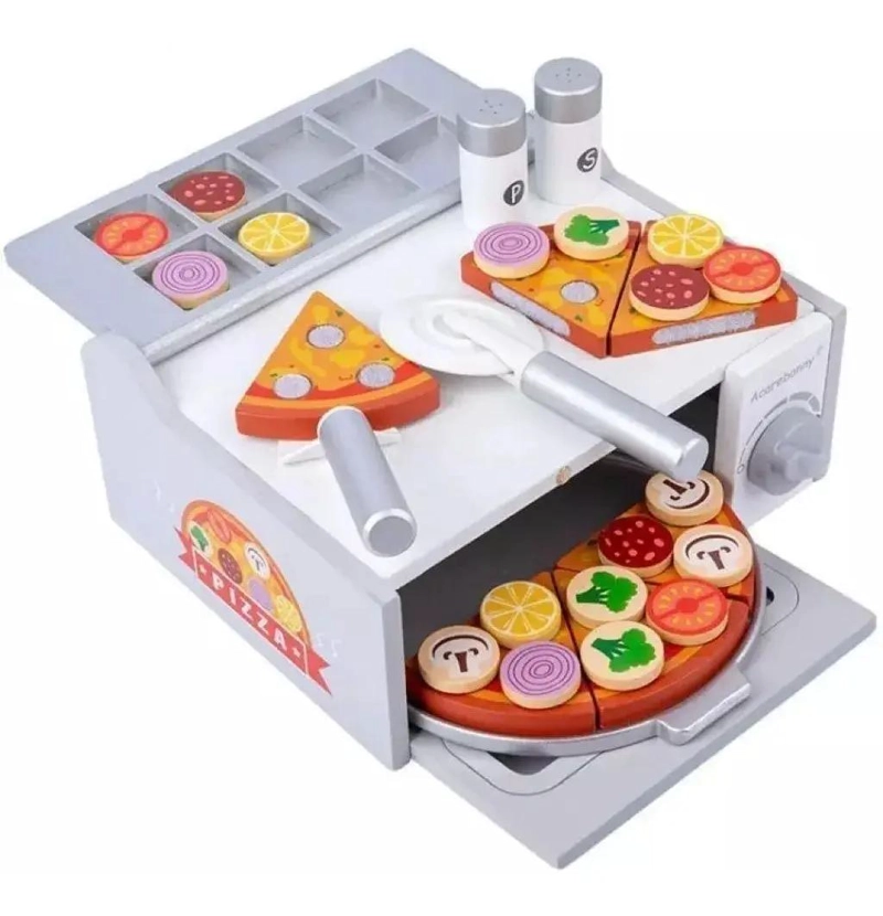 HORNO DE MADERA PARA PIZZA JUGUETE DIDACTICO - 5
