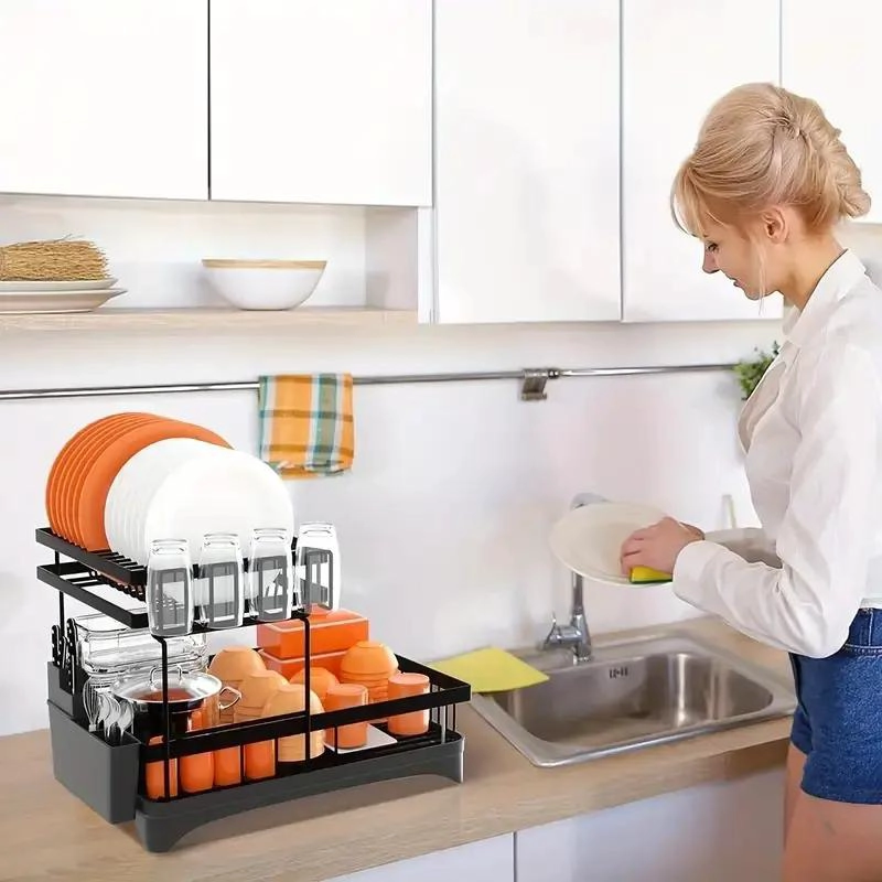ESCURRIDOR DE PLATOS 2 NIVELES ACERO INOXIDABLE - 4