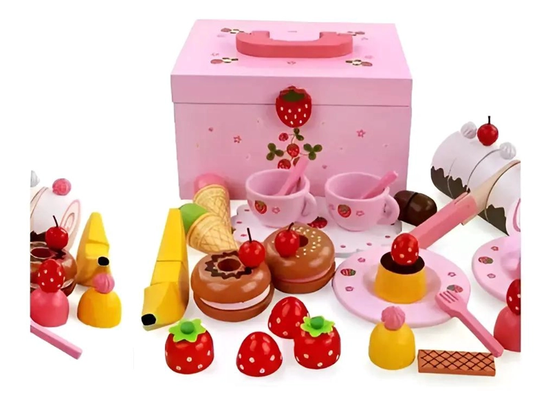 MALETA MONTESSORI DE MADERA CON POSTRES Y PASTELES - 1